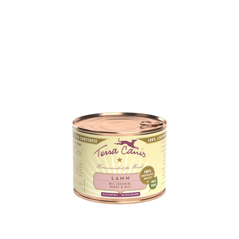 Sparpaket 24 x 200 g Terra Canis Lamm mit Zucchini, Hirse und Dill Hunde Nassfutter Geprüft